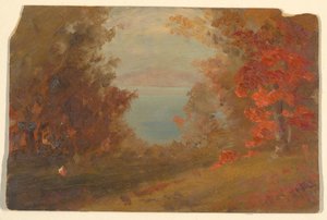 Desenho, Cena de bosque no outono (Hudson, Nova Iorque ou Maine), 1860-70 de Frederic Edwin Church