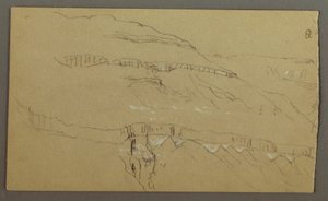 El Yemen Valley, Arábia: parede rochosa com a parte superior semelhante a uma fileira de colunas de Frederic Edwin Church