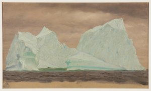 Icebergs sob céu nublado de Frederic Edwin Church