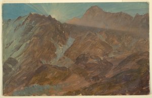 Picos e geleira ao nascer do sol, Alpes Berneses, Suíça de Frederic Edwin Church