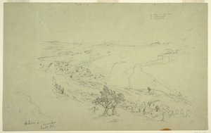 Siloé e Jerusalém, canto sudeste dos muros vistos do Monte das Oliveiras [Jerusalém e Silwan, Jerusalém Oriental, Israel] de Frederic Edwin Church