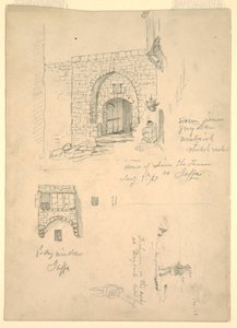 Esboços da Casa de Semon, o Curtidor, Jaffa, Palestina [Tel-Aviv, Israel] e Pescadores nas Rochas em Beirute, Síria [Beirute, Líbano] de Frederic Edwin Church
