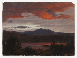 Turner Pond com Pomola Peak e Baxter Peak, Maine de Frederic Edwin Church