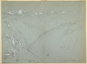 Paisagem do vale com picos cobertos de neve, Alpes Berneses, Suíça, Parte 1 de Frederic Edwin Church