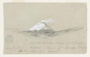 Vista do Cotapaxi a partir da Hacienda San Antonio, Equador de Frederic Edwin Church