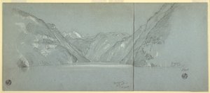 Vista do Lago Konigssee com o Falkenstein, perto de Berchtesgaden, Baviera, Alemanha, Parte 2 de Frederic Edwin Church