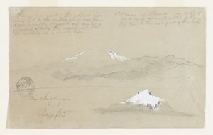 Vistas do Vulcão Puresé, Colômbia e Monte. Sincholagua, Equador de Frederic Edwin Church