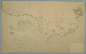 Vale arborizado com uma grande samambaia e cordilheiras distantes, Jamaica de Frederic Edwin Church