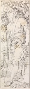 Coragem &39;para a Capela da Ascensão (caneta e tinta) de Frederic James Shields