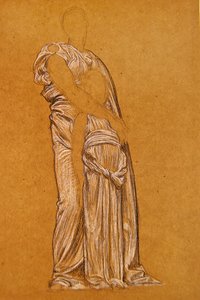 Estudo para a Dança (giz preto e branco sobre papel) de Frederic Leighton