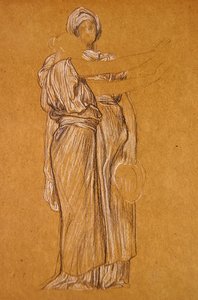 Estudo para a Dança (giz preto e branco sobre papel) de Frederic Leighton