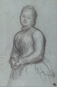 Estudo para o retrato de Hannah, condessa de Rosebery, c.1880 (giz no papel) de Frederic Leighton