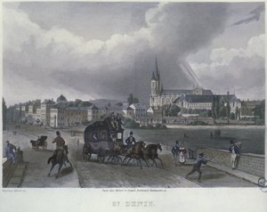 A cidade de St. Denis, gravada por Frederic Martens (1809-75) 1832 (gravura a cores)