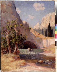 Vista da Paisagem de Fontaine du Vaucluse da Provença. Pintura de Frederic Montenard (1849-1926) Dim. 65x50,5 cm Menção obrigatória: Fondação de colecções de de Provence, Marselha