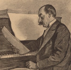 Retrato do pianista e compositor André Messager 1853-1929, 1891. de Frederic Regamey