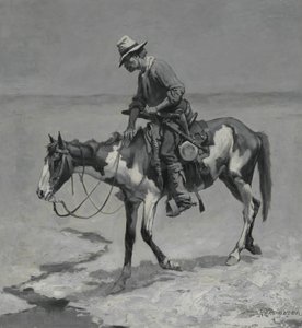 Um pônei do Texas, 1889 (óleo no quadro de composição) de Frederic Remington