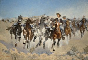 Desmontado: Os Quarta Tropas Movendo os Cavalos Levados, 1890 de Frederic Remington
