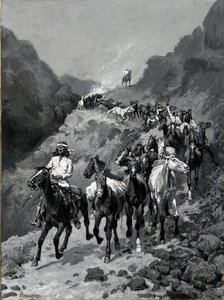 Geronimo e sua banda voltando de uma incursão ao México (óleo sobre tela) de Frederic Remington