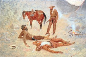 Ele estava onde estava empurrado, ainda como um tronco de Frederic Remington