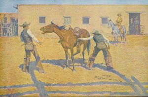 Sua primeira lição, de Colliers Weekly, pub.1903 de Frederic Remington