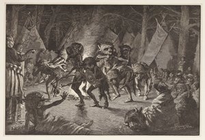 The Buffalo Dance, do Harpers Weekly, pub 1887 de Frederic Remington