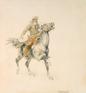 O Cowboy, c.1897 (wc no papel) de Frederic Remington