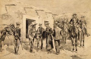 Cavalaria dos Estados Unidos a caçar homens de Garza no Rio Grande