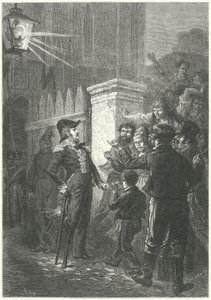 O General Daumesnil confronta a máfia parisiense fora do Castelo de Vincennes durante a Revolução Francesa de 1830 (gravura)