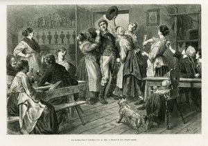 Uma hirtztag, uma espécie de carnaval onde tudo é permitido para as mulheres, no Sundgau. Gravado por Lix para ilustrar a história A trevers l
