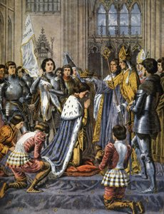 Coroação de Carlos VII de França em Reims, c.1900 (ilustração) de Frederic Theodore Lix
