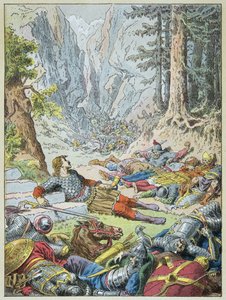 Roland morreu na Batalha de Roncesvalaux de Frederic Theodore Lix