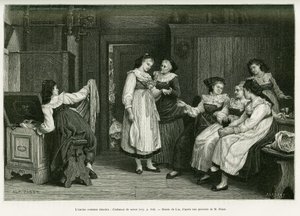 O velho traje alsaciano. Gravura de Lix, após uma pintura Present de Noces de Pabst, para ilustrar a história A Through Alsace and Lorraine, de Charles Grad, deputado alemão, em 1885, no tour du monde 1887, sob a direção de Edouard Charton (1807 de Frederic Theodore Lix