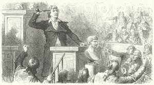 Jean-Paul Marat na tribuna da Convenção Nacional, 1792 de Frederic Theodore after Lix