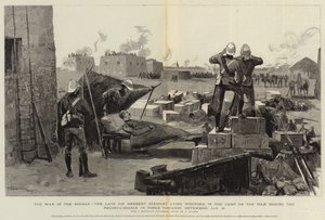 A Guerra no Sudão, o falecido Sir Herbert Stewart ferido no acampamento no Nilo durante o reconhecimento em direção a Metemmeh, 21 de janeiro