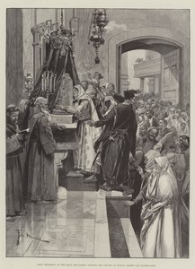 Quinta-feira Santa no Santo Sepulcro, beijando a coluna em que Cristo foi flagelado