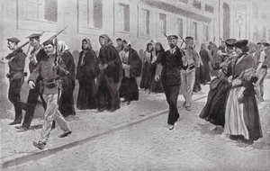 Freiras sob proteção republicana durante a Revolução (litografia) de Frederic de Haenen