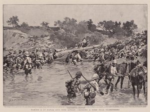 Pegando uma arma naval 4.7 em ação, cruzando um Ford perto de Paardeberg de Frederic de Haenen