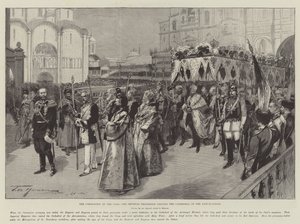A Coroação do Czar, a Procissão Imperial saindo da Catedral da Anunciação de Frederic de Haenen