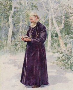 O falecido padre João de Cronstadt em seu jardim de Frederic de Haenen