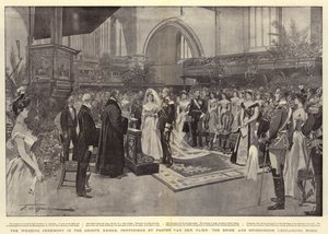 A Cerimônia de Casamento no Groote Kerke, realizada pelo Pastor Van der Vlier, a Noiva e o Noivo trocando Anéis