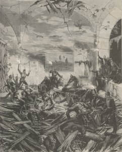 O Palácio de Inverno após a explosão, noite de 17 de fevereiro de 1880. de Frederic de Haenen