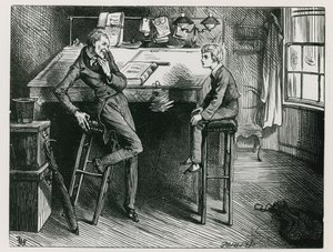 Uriah Heep e David Copperfield no escritório do Sr. Wickfields (gravura) de Frederick (after) Barnard