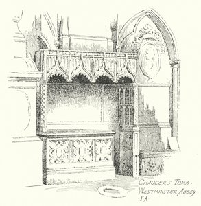 Túmulo de Chaucer, Abadia de Westminster (litografia) de Frederick Adcock