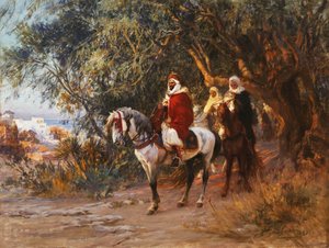 Árabes a cavalo, 1892 de Frederick Arthur Bridgman