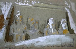 Quatro Estátuas Colossais de Ramesses II no Grande Templo em Abu Simbel de Frederick Arthur Bridgman