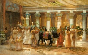A Procissão do Touro Sagrado, Apis, c.1879 (óleo sobre tela) de Frederick Arthur Bridgman