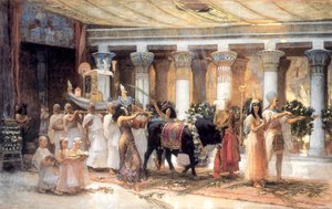 A procissão do touro sagrado Apis, final do século XIX ou início do século XX.