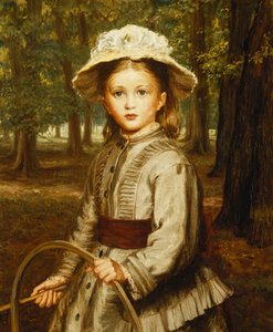 Uma jovem garota brincando com um aro, de Frederick Bacon Barwell