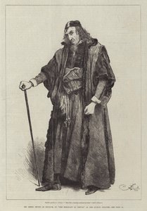 Sr. Henry Irving como Shylock, em O Mercador de Veneza, no Lyceum Theatre de Frederick Barnard