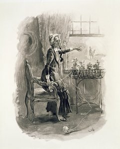 Sra. Betsy Trotwood, de "Charles Dickens: Uma fofoca sobre sua vida", de Thomas Archer, publicado em 1894 de Frederick Barnard